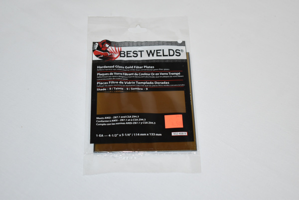 Best Welds 4x5 GOLD Hardened Glass Welding Lens Shade #9 [L044]